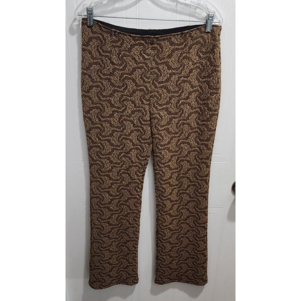 New York & Co Women's Pull‎ On Metallic Lace Stretch Pants Gold Sz M Y2K Holiday